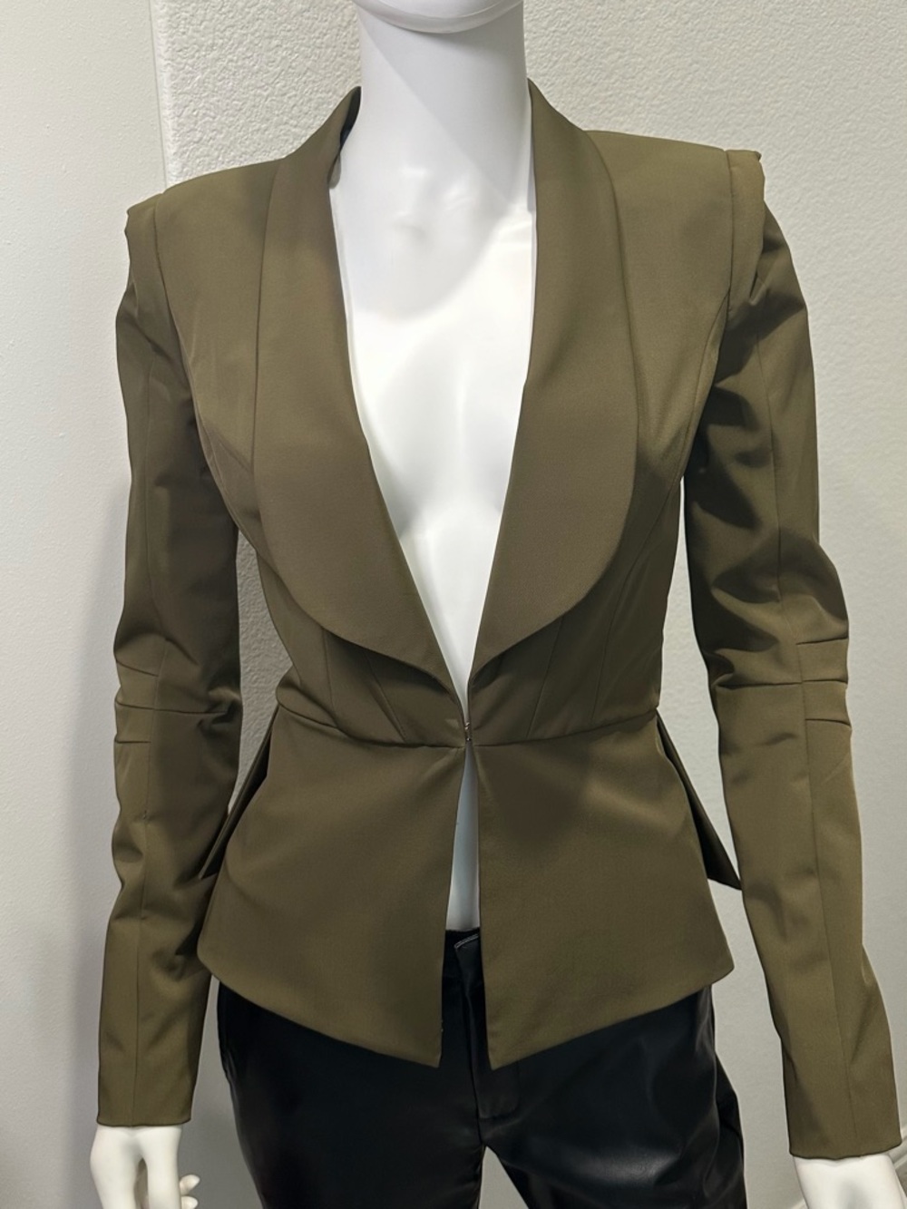 NWT Rebecca Minkoff Peplum Jacket Blazer Olive Green Size 4